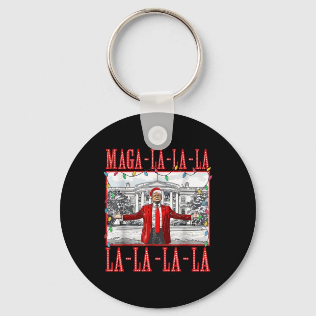 Mega La La jultomten Funny Trump Julafton Paj Nyckelring (Framsida)