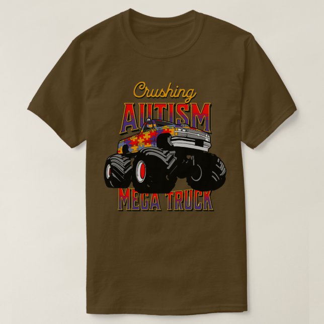 Mega Lastbil Crushing Autism Awareness Kids Autism T Shirt (Design framsida)