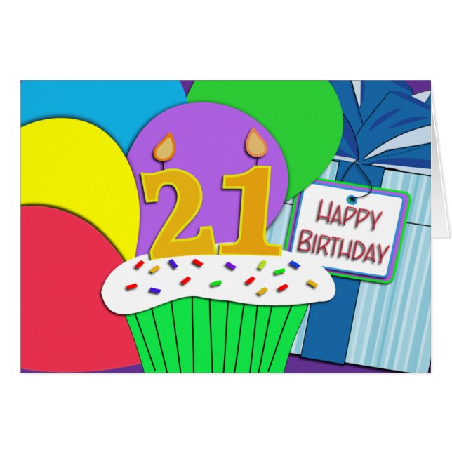 Mega Lycklig 21:a födelsedagskortet Hälsningskort (Framsidan Horizontal)