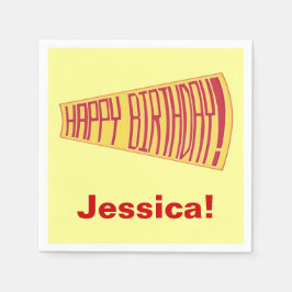 Mega Mobil Gult Red Grattis på födelsedagen Napkin Pappersservett