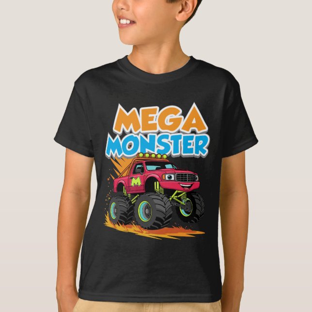 Mega Monster Truck Cartoon Barn T-Shirt (Framsida)