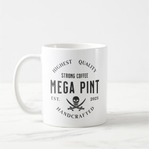 Mega Pint Strong Pirat Coffee Skull och Swords Kaffemugg