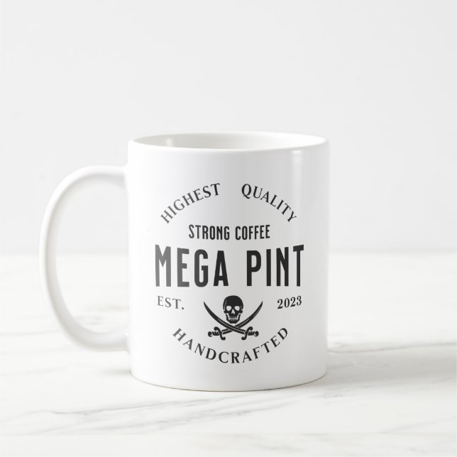 Mega Pint Strong Pirat Coffee Skull och Swords Kaffemugg (Vänster)