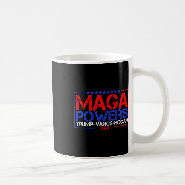 Mega Powers Trump Vance Hogan 2024 Patriotic Funny Kaffemugg (Höger)