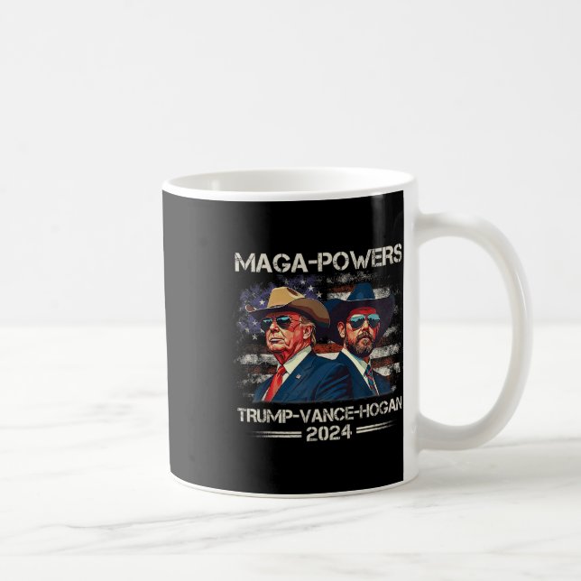 Mega Powers Trump Vance Hogan 2024 Patriotic Funny Kaffemugg (Höger)