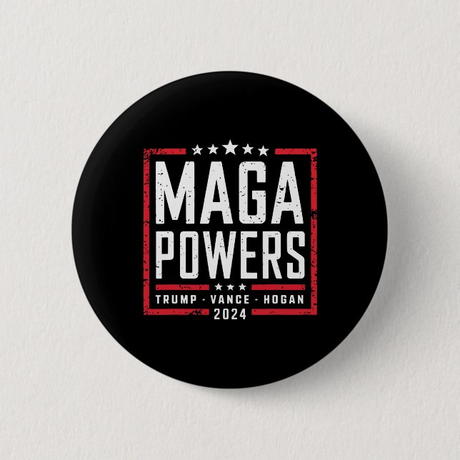 Mega Powers Trump Vance Hogan 2024 Patriotic Funny Knapp (Framsida)