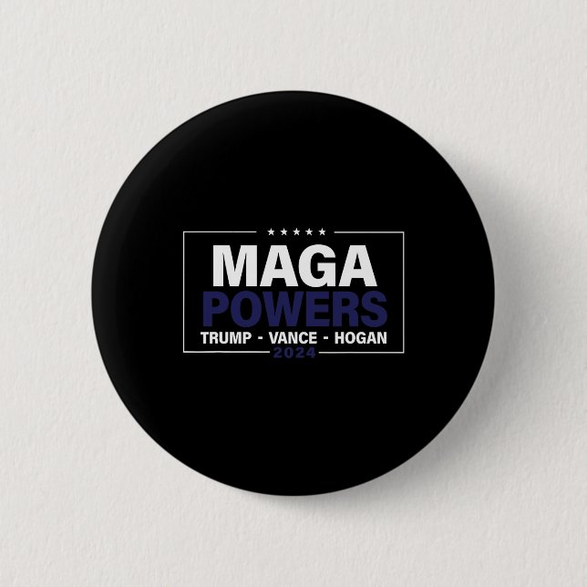 Mega Powers Trump Vance Hogan 2024 Patriotic Funny Knapp (Framsida)