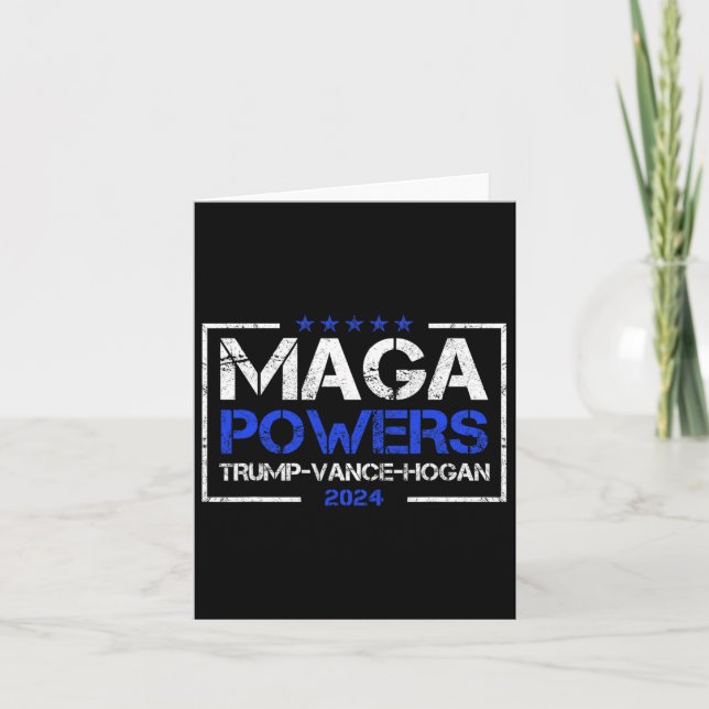 Mega Powers Trump Vance Hogan 2024 Patriotic Funny Kort (Framsida)