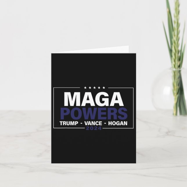Mega Powers Trump Vance Hogan 2024 Patriotic Funny Kort (Framsida)