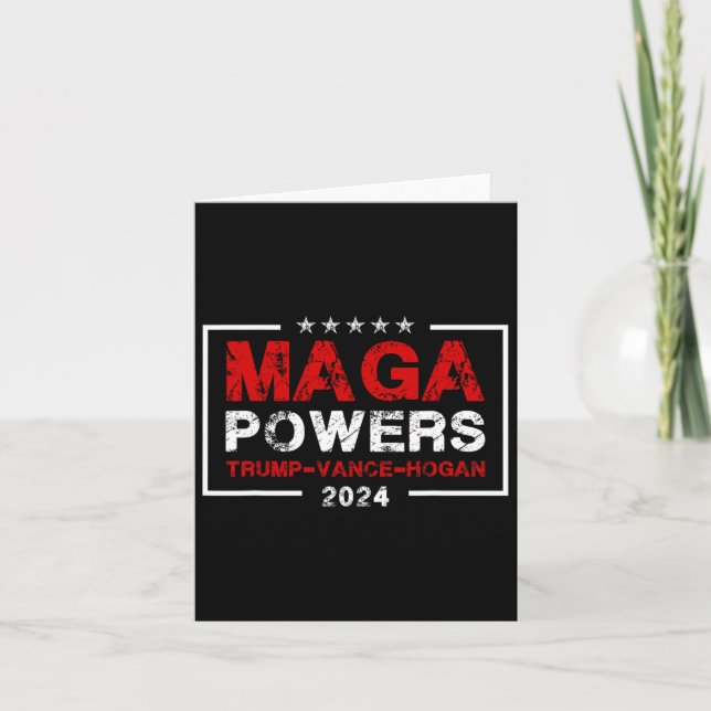 Mega Powers Trump Vance Hogan 2024 Patriotic Funny Kort (Framsida)