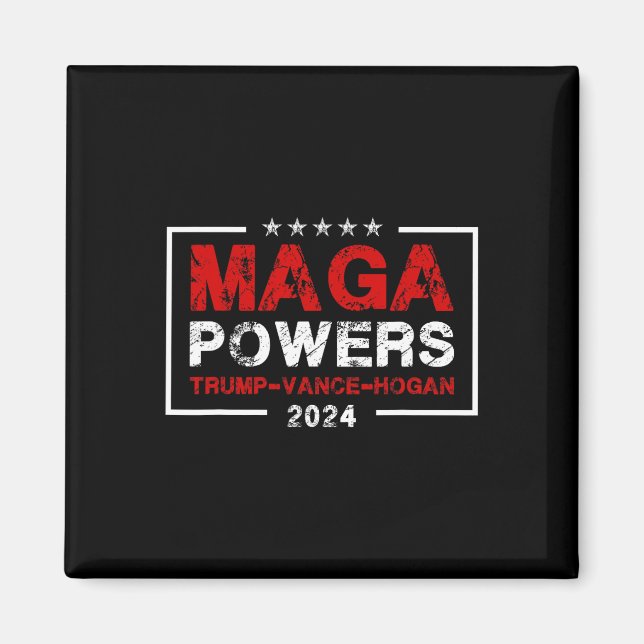Mega Powers Trump Vance Hogan 2024 Patriotic Funny Magnet (Framsidan)