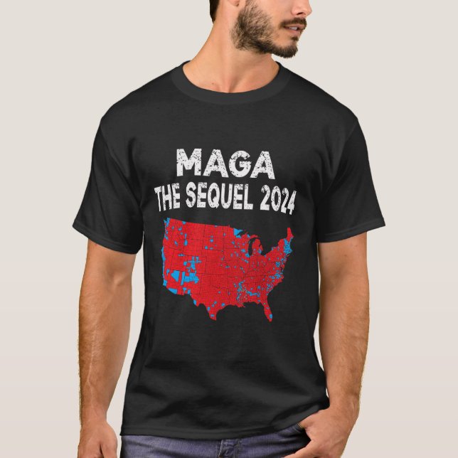 Mega Sequel President Trump 2024 Val Karta T Shirt (Framsida)