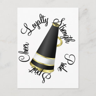 Megafone Cheer in Black Vykort