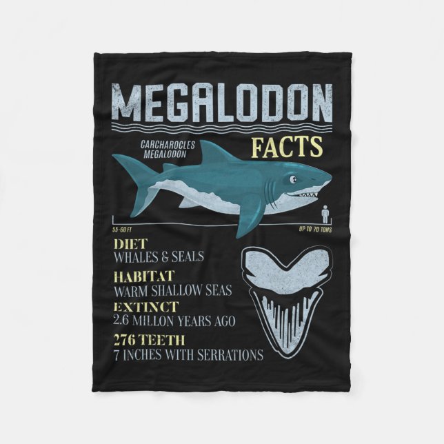 Megalodon Facts Meg Prehistork Shark Tooth Fossil Fleecefilt (Framsidan)