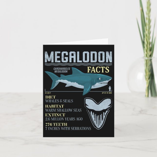 Megalodon Facts Meg Prehistork Shark Tooth Fossil Kort (Framsida)