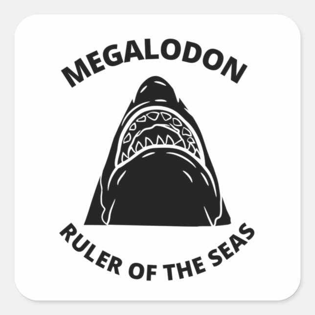 Megalodon Fyrkantigt Klistermärke (Framsida)