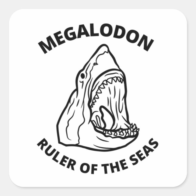 Megalodon Fyrkantigt Klistermärke (Framsida)