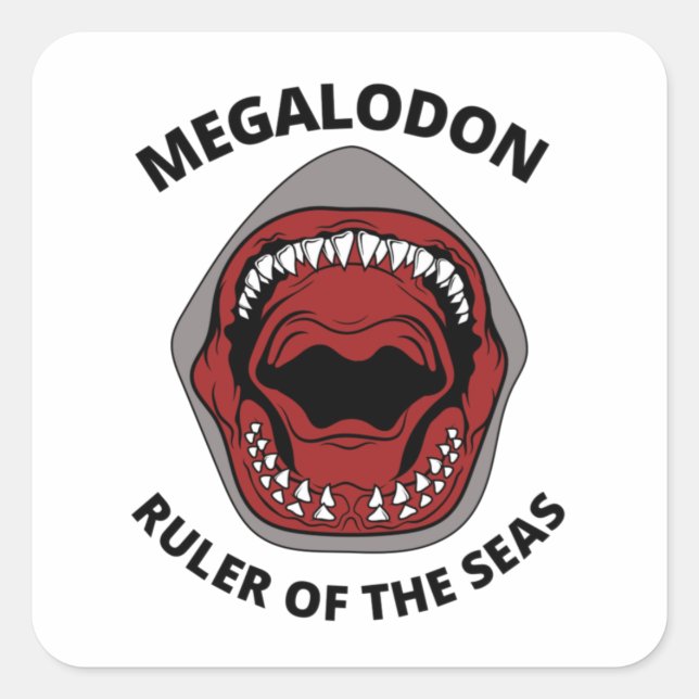 Megalodon Fyrkantigt Klistermärke (Framsida)