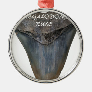 Megalodon hajtand julgransprydnad metall