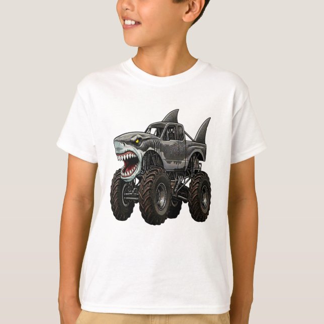 Megalodon Monster Truck  T Shirt (Framsida)