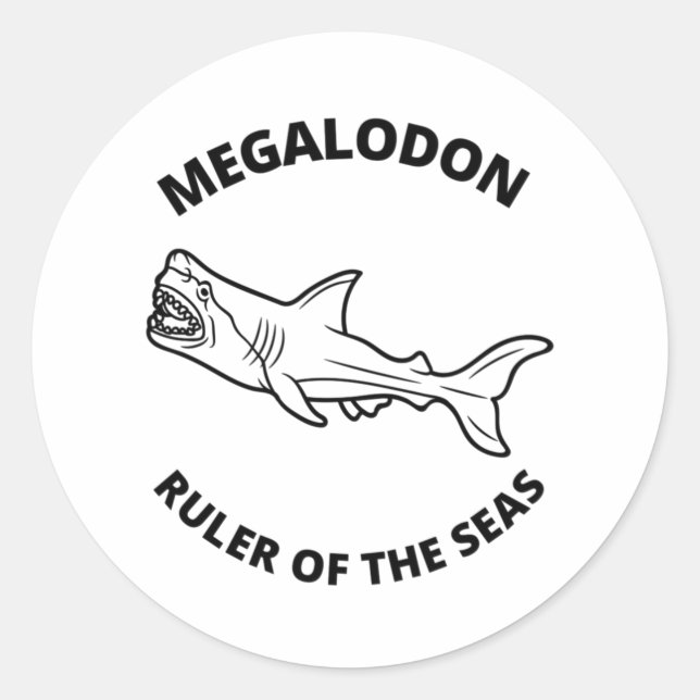 Megalodon Runt Klistermärke (Framsida)