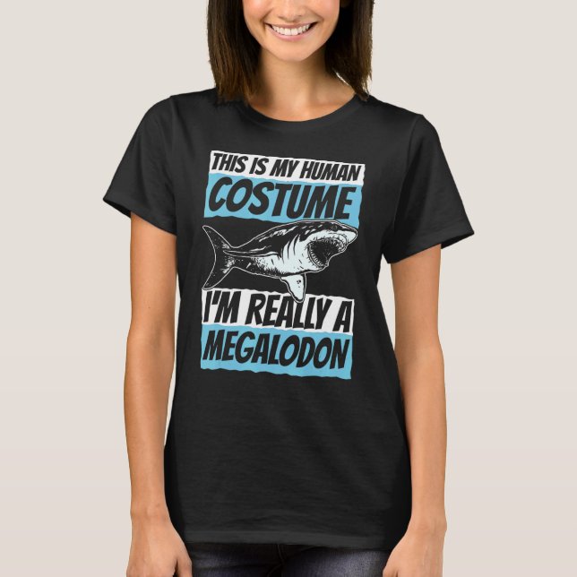 Megalodon Shark Otodus Human Costume T Shirt (Framsida)