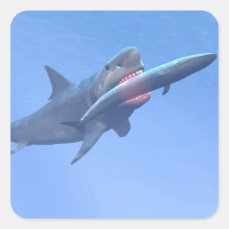 Megalodon som äter en val fyrkantigt klistermärke