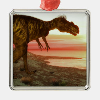 Megalosaurusdinosaur som går in mot hav julgransprydnad metall