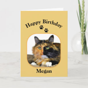 Megan Calico Cat Grattis på födelsedagen Kort