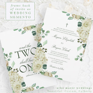 Megan Elegant Greenery & Kor katolska Bröllop Inbjudningar