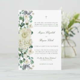 Megan Elegant Greenery White Catholique Bröllop Inbjudningar