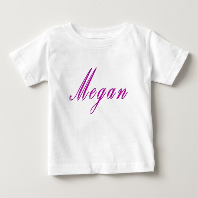'Megan" Elegant Rosa Flicknamn, T Shirt (Framsida)
