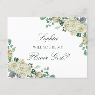 Megan Greenery Flower Girl Bridesmaid Frieri Inbjudan Vykort