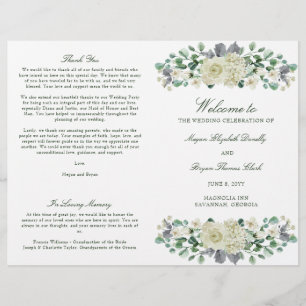 Megan Greenery Folded Bröllop Ceremony Program