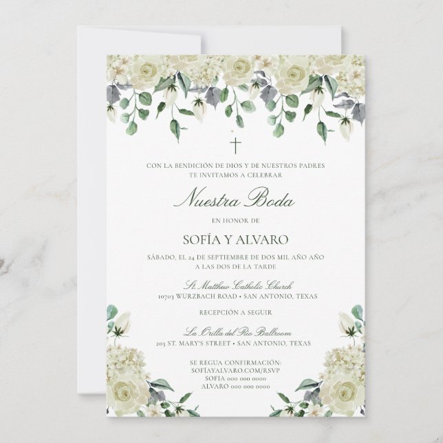 Megan Nuestra Boda Catolica bröllopsinbjudan Inbjudningar (Framsida)
