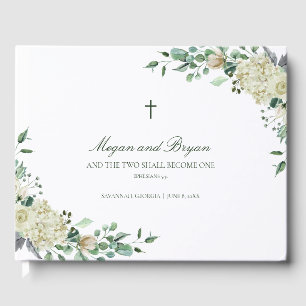 Megan White Blommigt & Greenery Catholic Bröllop Gästböcker