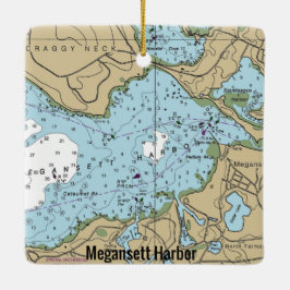 Megansett Harbor MORSA Nautical Diagram Julgransprydnad Keramik