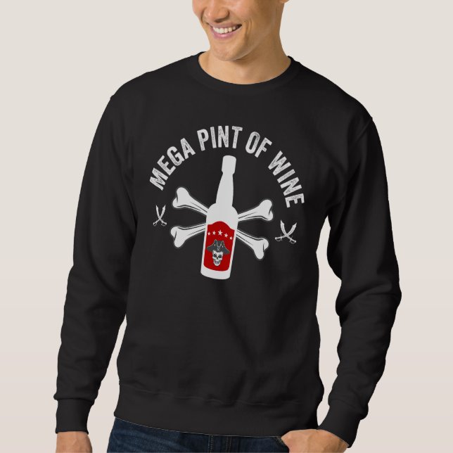 Megapixt av Vin Meme Viral Joke Pirat Drinker Lång Ärmad Tröja (Framsida)