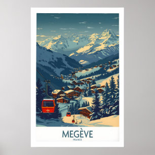 Megève Affisch Frankrike Skidtryck 1