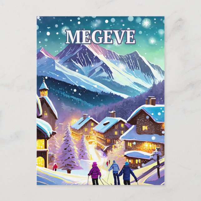 Megève : Élégance Alpine et Prestige Hivernal Vykort (Framsida)