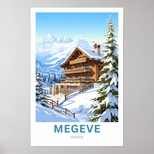 Megeve Frankrike Travel Skriv ut Poster (Framsidan)