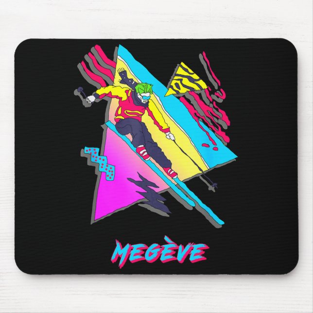Megeve retro stil skiddesign med abstrakt musmatta (Framsidan)