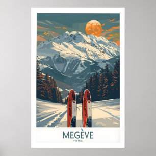 Megève Ski Print - Frankrike 1 Poster