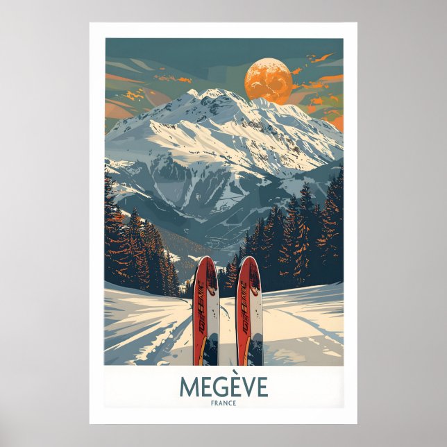 Megève Ski Print - Frankrike 1 Poster (Framsidan)