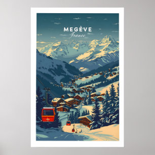 Megève Tryck Frankrike Skidposter 1