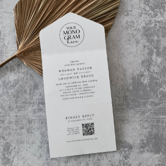 MEGHAN Black White QR Code Monogram Modern Bröllop