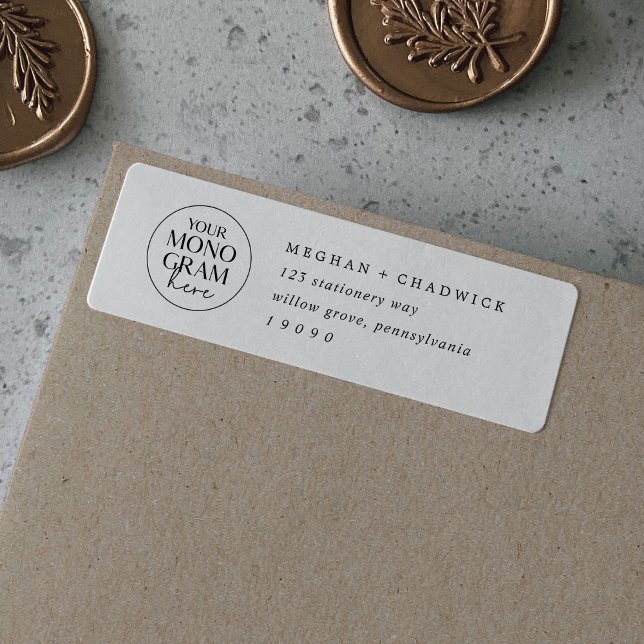 MEGHAN Boho Bröllopsmonogram Returadressetiketter Returadress Etikett (Skapare uppladdad)