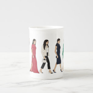 Meghan Markle Marching Figurer Mugg - Slutlig brit Benporslin Mugg
