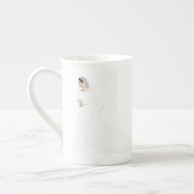Meghan Markle Royal Bröllop Dress Bone China Mugg Benporslin Mugg (Vänster)