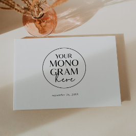MEGHAN Monogram Black White Classic Modern Bröllop Gästböcker